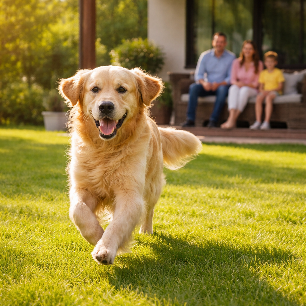 Happy Golden Retriever running free