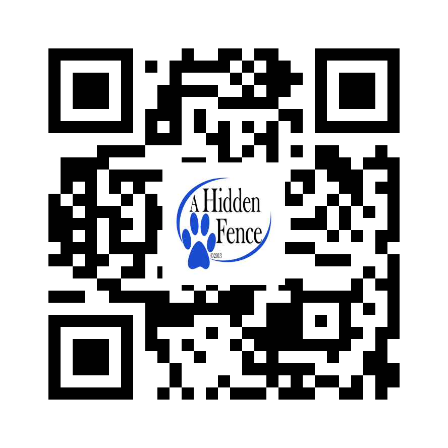A Hidden Fence QR code with link to ahiddenfence.com